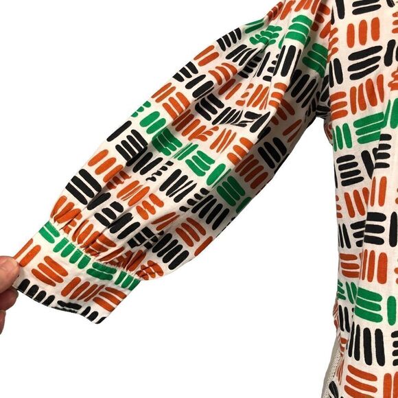 The Odell’s Kylie Blouse Anthropologie Crop Green Motiff Size XS NWOT - Picture 10 of 13